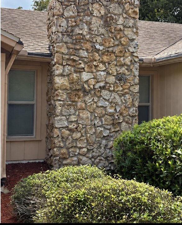 Stone chimney after cleaning in Longwood Florida